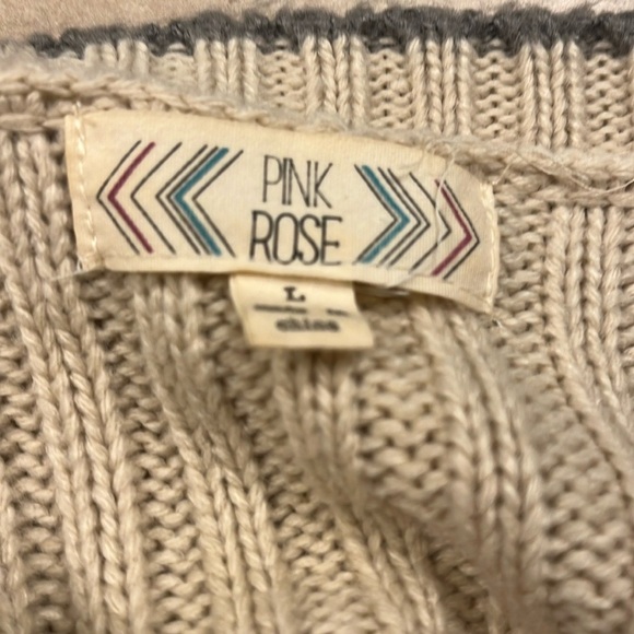 Pink Rose juniors size large, beige with gray trim  sweater dress - Picture 2 of 5